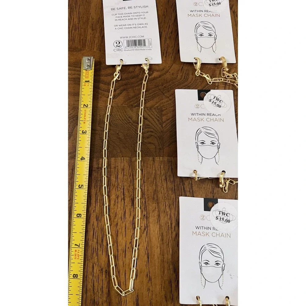 2Chic Within Reach Gold Clip Mask Chain x4 Lot New